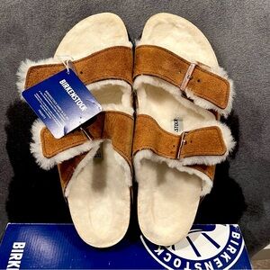 Birkenstock Arizona Shearing Women’s Sandals Suede Leather Mink Size 10 US